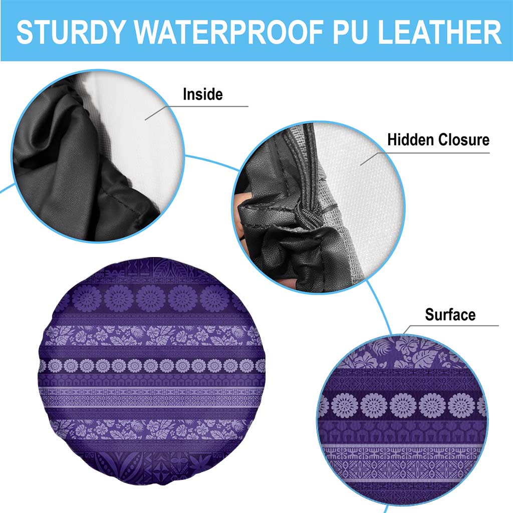Fiji Marau na Kerisimasi Spare Tire Cover Purple Tapa Masi Inspired Christmas LT9 - Polynesian Pride