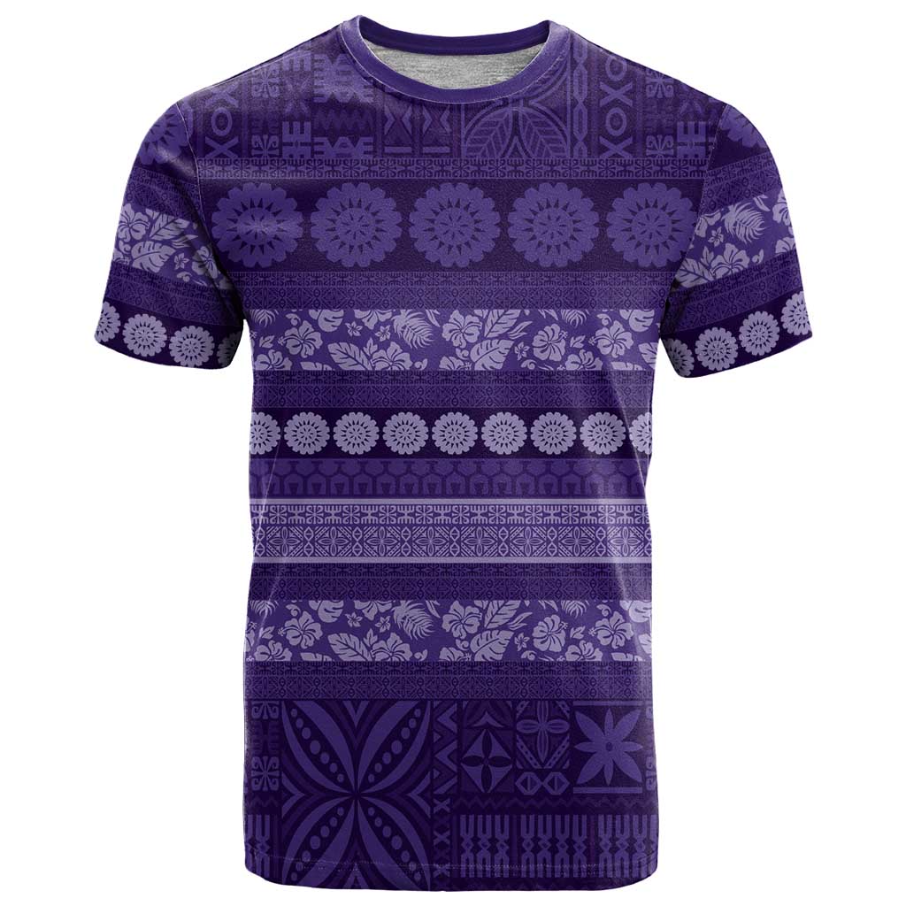 Fiji Marau na Kerisimasi T Shirt Purple Tapa Masi Inspired Christmas LT9 Purple - Polynesian Pride