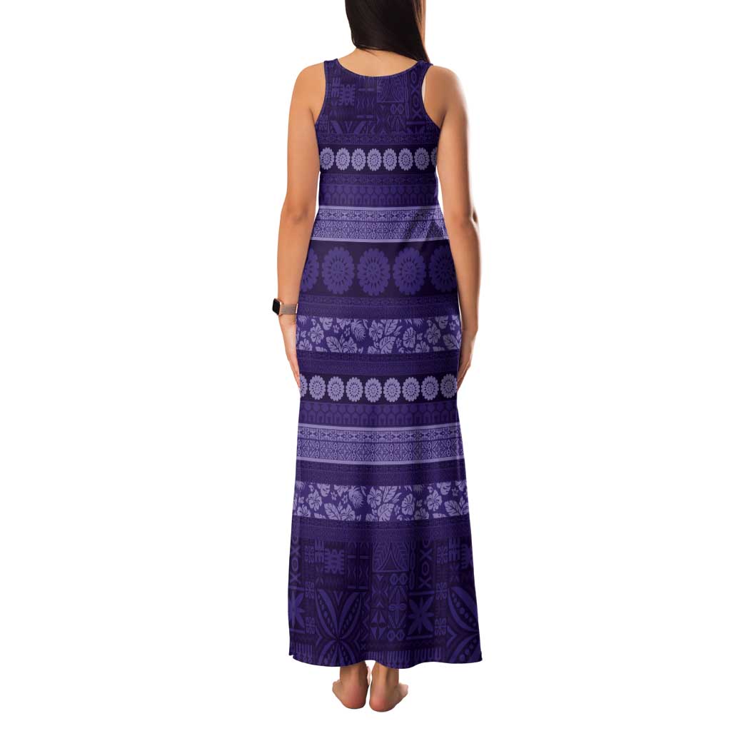 Fiji Marau na Kerisimasi Tank Maxi Dress Purple Tapa Masi Inspired Christmas LT9 - Polynesian Pride