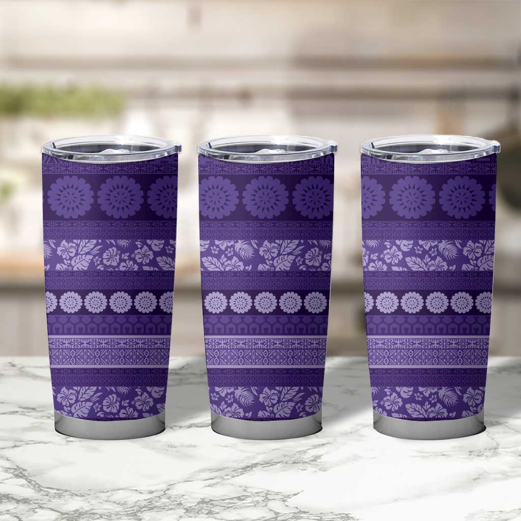 Fiji Marau na Kerisimasi Tumbler Cup Purple Tapa Masi Inspired Christmas LT9 - Polynesian Pride