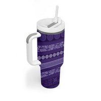 Fiji Marau na Kerisimasi Tumbler With Handle Purple Tapa Masi Inspired Christmas LT9 - Polynesian Pride