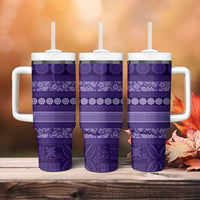 Fiji Marau na Kerisimasi Tumbler With Handle Purple Tapa Masi Inspired Christmas LT9 - Polynesian Pride