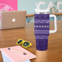 Fiji Marau na Kerisimasi Tumbler With Handle Purple Tapa Masi Inspired Christmas LT9 - Polynesian Pride