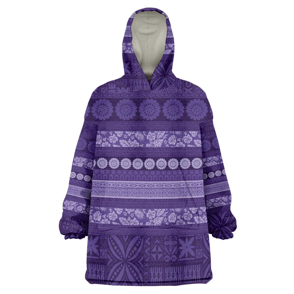 Fiji Marau na Kerisimasi Wearable Blanket Hoodie Purple Tapa Masi Inspired Christmas LT9 One Size Purple - Polynesian Pride
