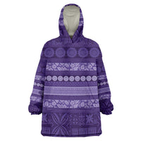 Fiji Marau na Kerisimasi Wearable Blanket Hoodie Purple Tapa Masi Inspired Christmas LT9 One Size Purple - Polynesian Pride