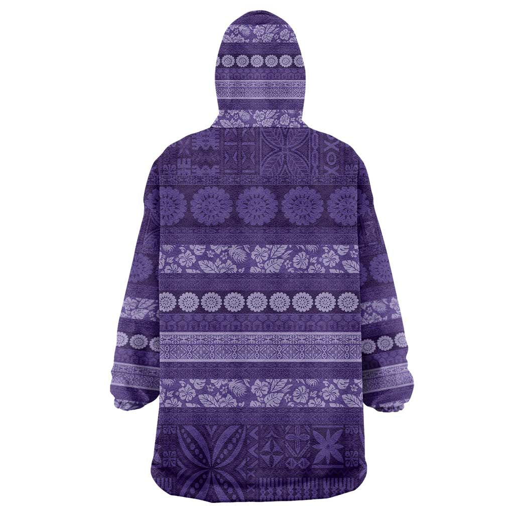 Fiji Marau na Kerisimasi Wearable Blanket Hoodie Purple Tapa Masi Inspired Christmas LT9 - Polynesian Pride