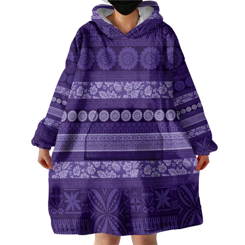 Fiji Marau na Kerisimasi Wearable Blanket Hoodie Purple Tapa Masi Inspired Christmas LT9 - Polynesian Pride