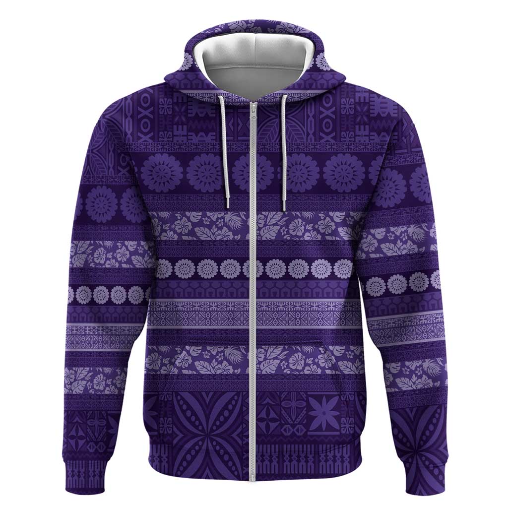 Fiji Marau na Kerisimasi Zip Hoodie Purple Tapa Masi Inspired Christmas LT9 Zip Hoodie Purple - Polynesian Pride