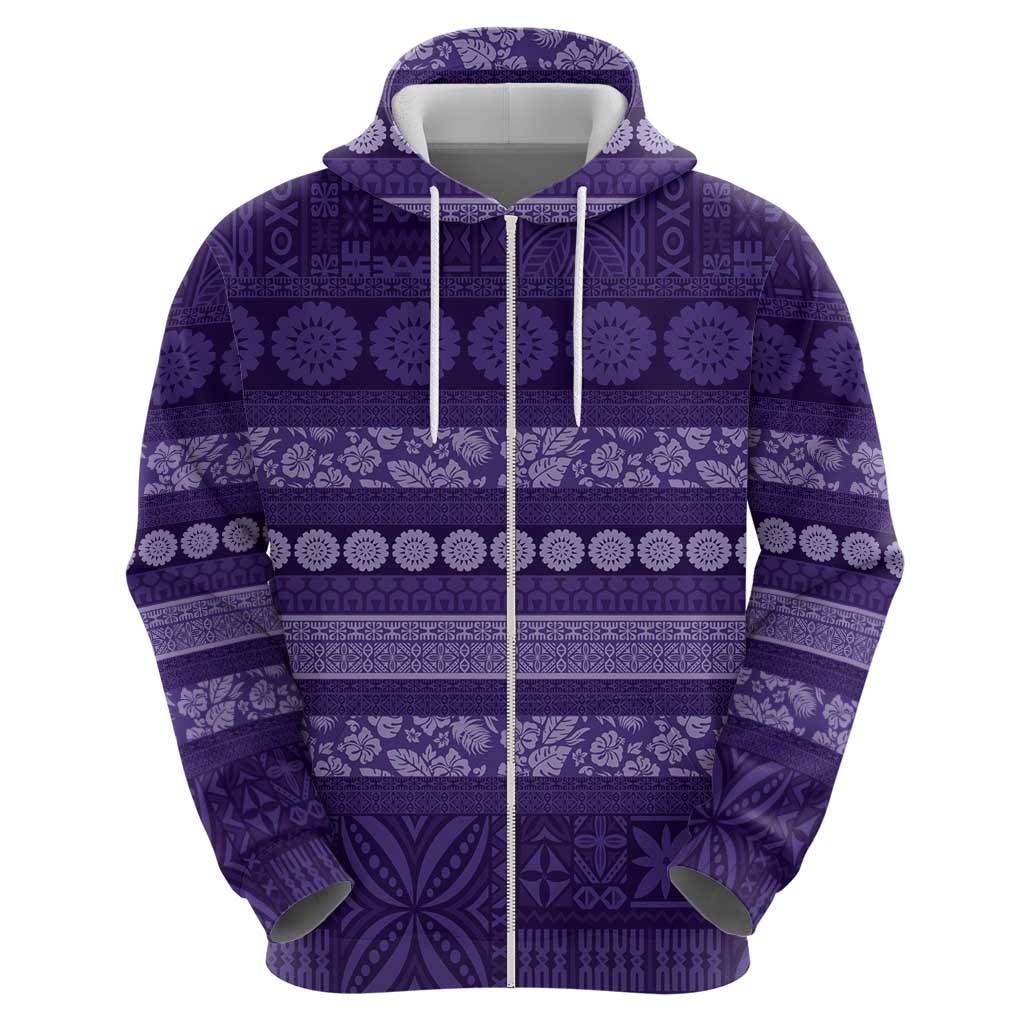 Fiji Marau na Kerisimasi Zip Hoodie Purple Tapa Masi Inspired Christmas LT9 - Polynesian Pride