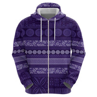 Fiji Marau na Kerisimasi Zip Hoodie Purple Tapa Masi Inspired Christmas LT9 - Polynesian Pride