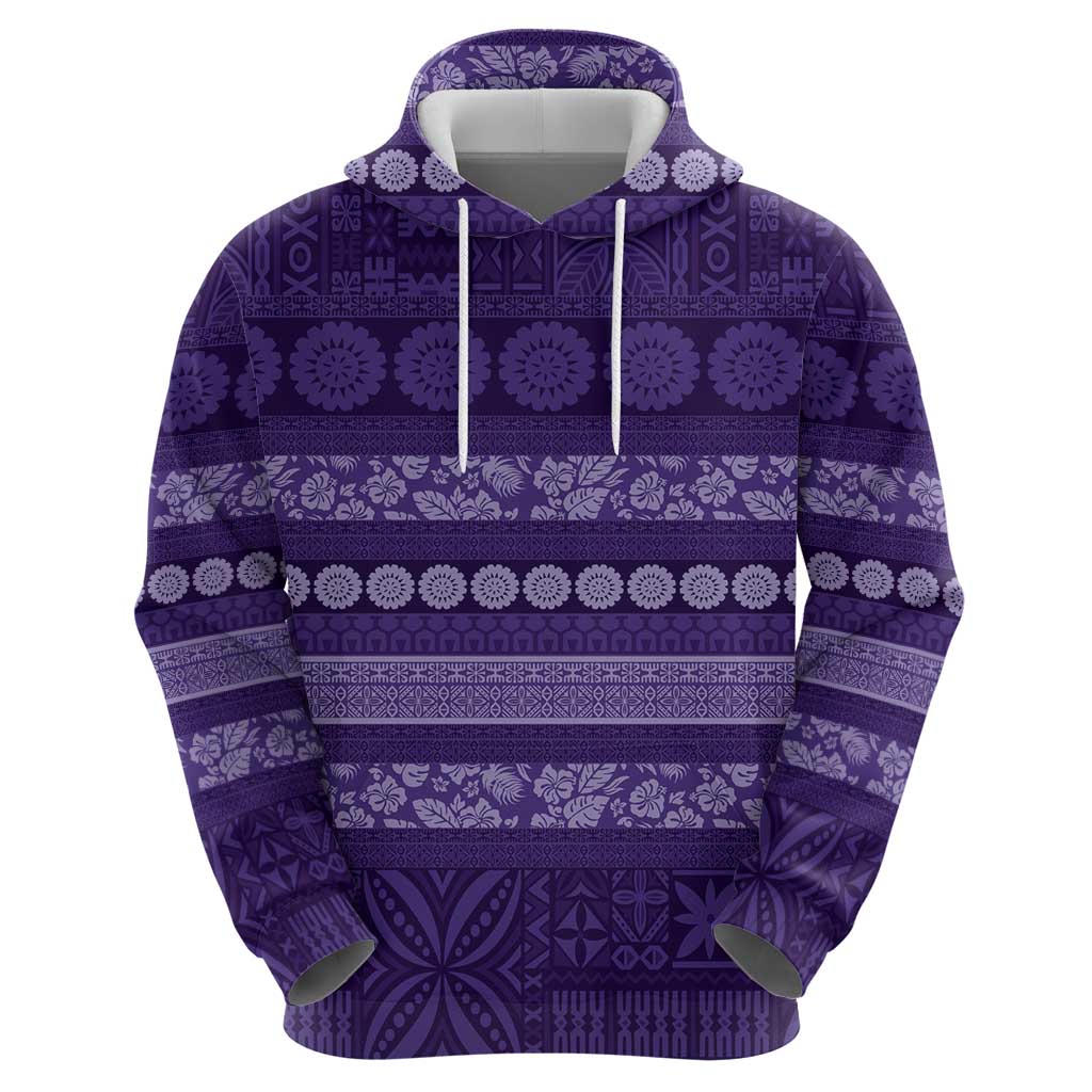 Fiji Marau na Kerisimasi Zip Hoodie Purple Tapa Masi Inspired Christmas LT9 - Polynesian Pride