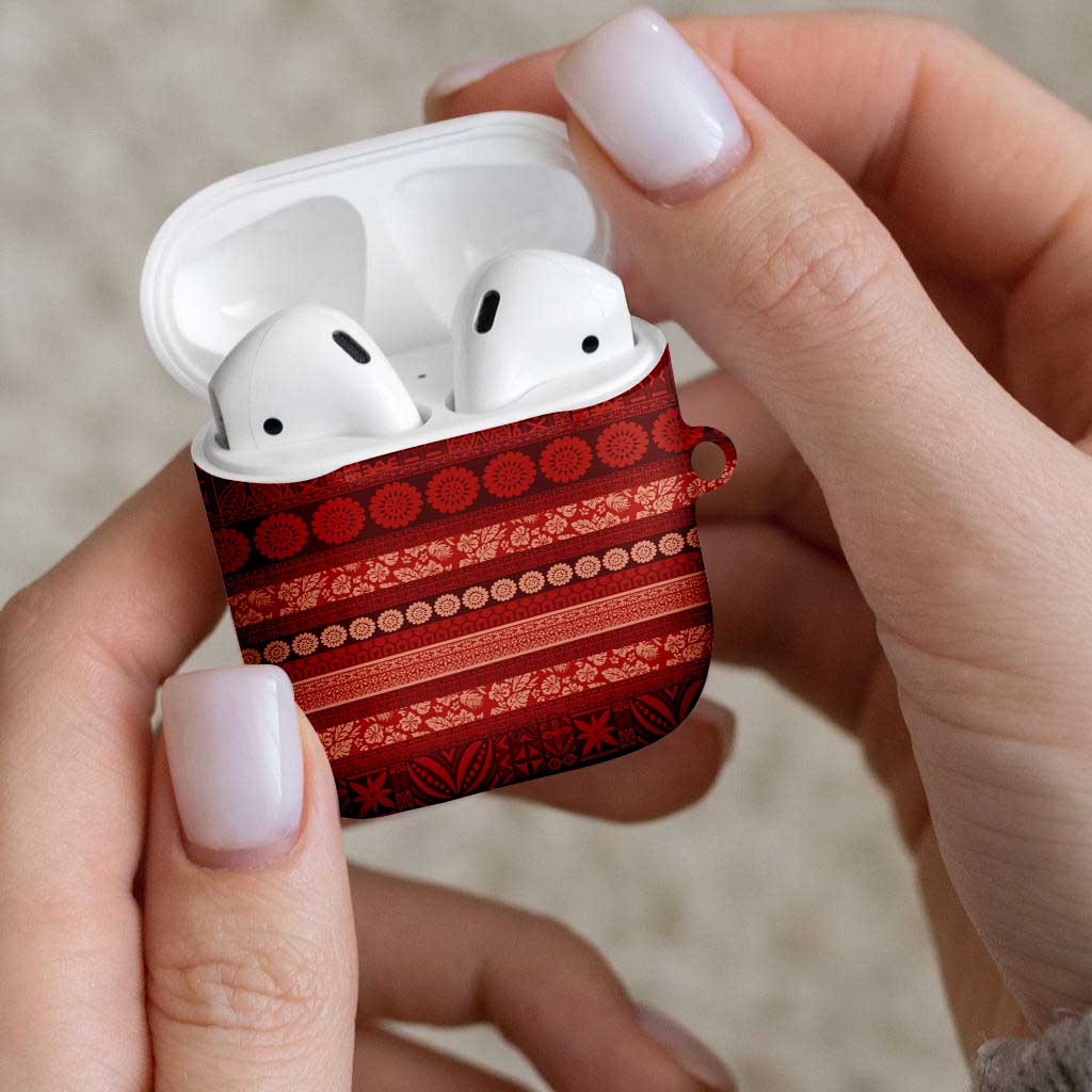 Fiji Marau na Kerisimasi AirPods Case Red Tapa Masi Inspired Christmas - Polynesian Pride