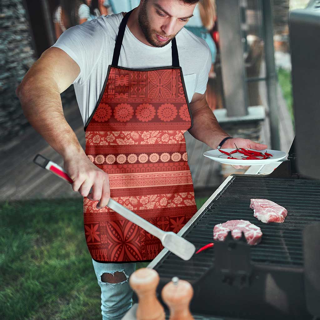 Fiji Marau na Kerisimasi Apron Red Tapa Masi Inspired Christmas - Polynesian Pride