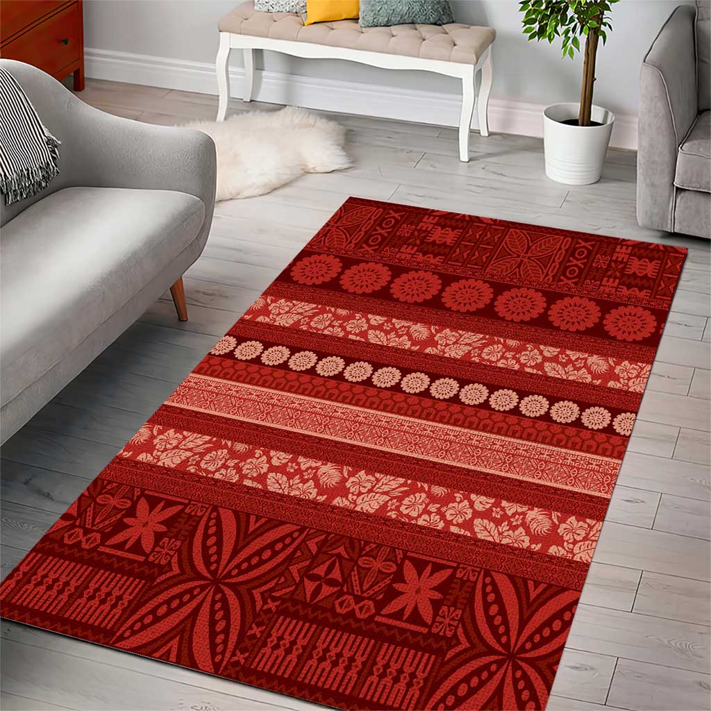 Fiji Marau na Kerisimasi Area Rug Red Tapa Masi Inspired Christmas LT9 - Polynesian Pride