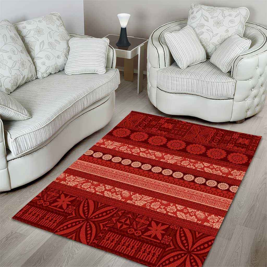 Fiji Marau na Kerisimasi Area Rug Red Tapa Masi Inspired Christmas LT9 - Polynesian Pride