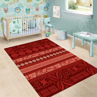 Fiji Marau na Kerisimasi Area Rug Red Tapa Masi Inspired Christmas LT9 - Polynesian Pride