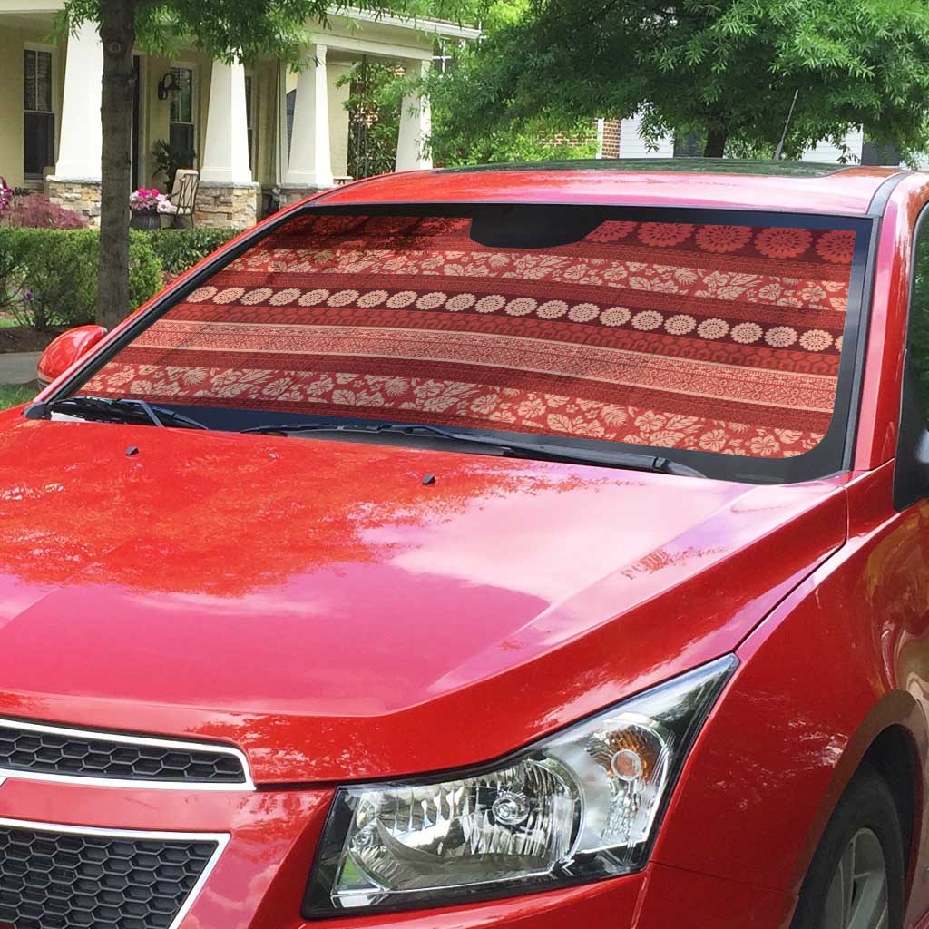 Fiji Marau na Kerisimasi Auto Sun Shade Red Tapa Masi Inspired Christmas - Polynesian Pride