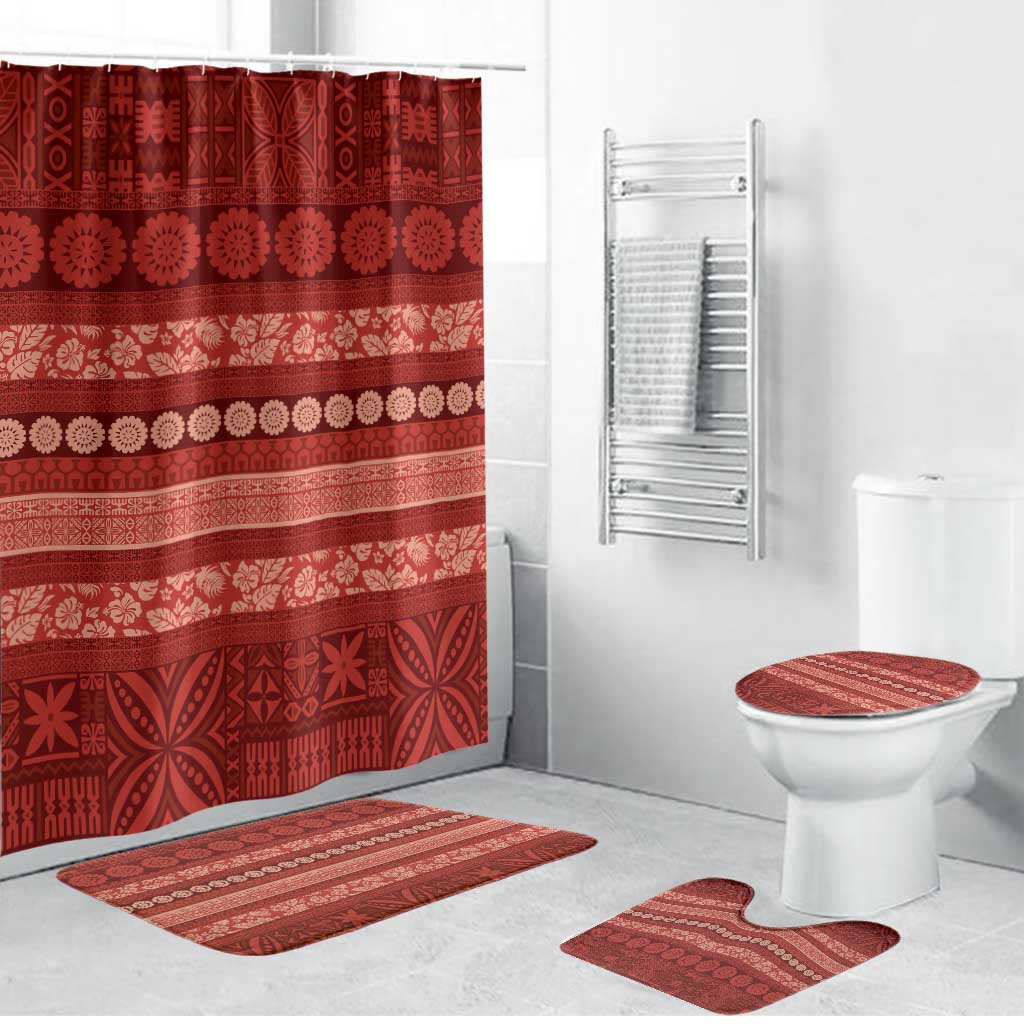 Fiji Marau na Kerisimasi Bathroom Set Red Tapa Masi Inspired Christmas - Polynesian Pride
