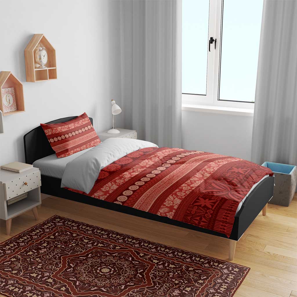 Fiji Marau na Kerisimasi Bedding Set Red Tapa Masi Inspired Christmas - Polynesian Pride