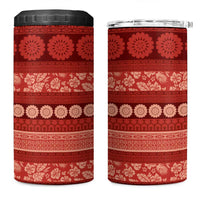Fiji Marau na Kerisimasi 4 in 1 Can Cooler Tumbler Red Tapa Masi Inspired Christmas LT9 One Size: 16 oz Red - Polynesian Pride