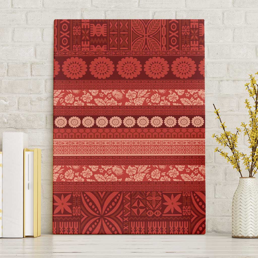 Fiji Marau na Kerisimasi Canvas Wall Art Red Tapa Masi Inspired Christmas LT9 Without Frame Red - Polynesian Pride