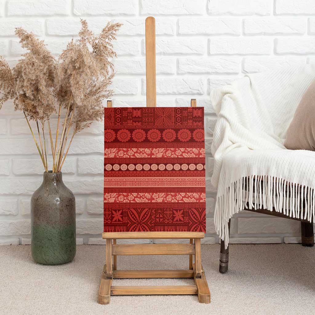Fiji Marau na Kerisimasi Canvas Wall Art Red Tapa Masi Inspired Christmas LT9 - Polynesian Pride