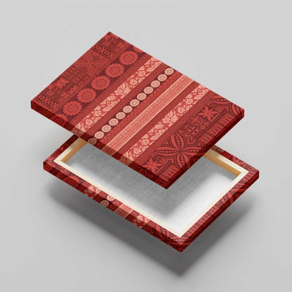 Fiji Marau na Kerisimasi Canvas Wall Art Red Tapa Masi Inspired Christmas LT9 - Polynesian Pride