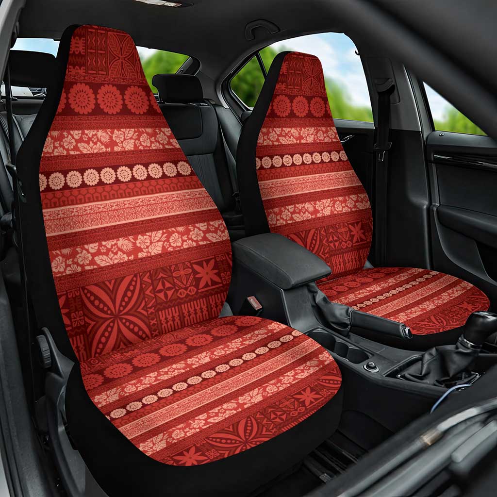 Fiji Marau na Kerisimasi Car Seat Cover Red Tapa Masi Inspired Christmas LT9 One Size Red - Polynesian Pride