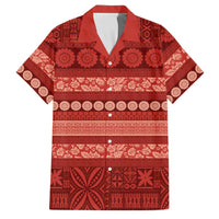 Fiji Marau na Kerisimasi Family Matching Off Shoulder Maxi Dress and Hawaiian Shirt Red Tapa Masi Inspired Christmas LT9 Dad's Shirt - Short Sleeve Red - Polynesian Pride