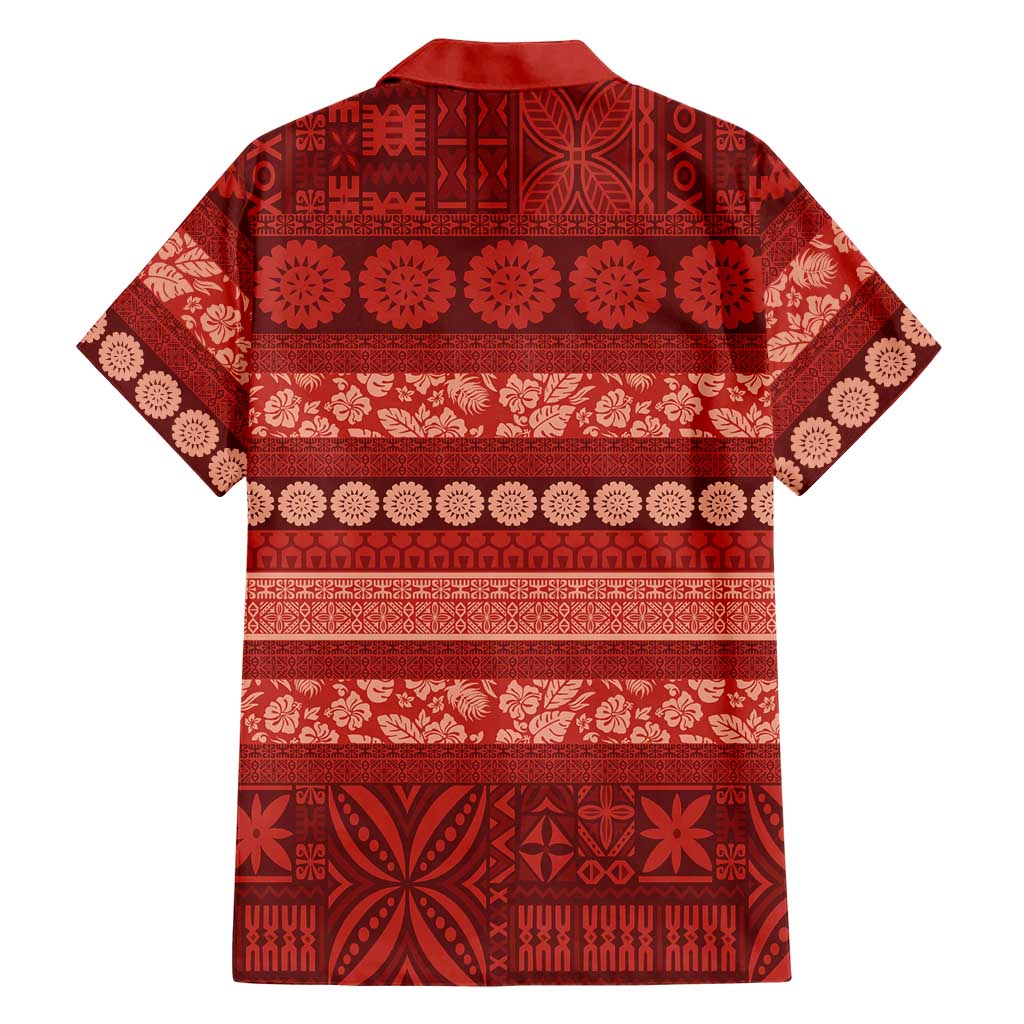 Fiji Marau na Kerisimasi Family Matching Off Shoulder Maxi Dress and Hawaiian Shirt Red Tapa Masi Inspired Christmas LT9 - Polynesian Pride
