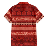 Fiji Marau na Kerisimasi Family Matching Tank Maxi Dress and Hawaiian Shirt Red Tapa Masi Inspired Christmas LT9 - Polynesian Pride