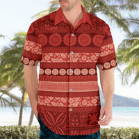 Fiji Marau na Kerisimasi Hawaiian Shirt Red Tapa Masi Inspired Christmas - Polynesian Pride