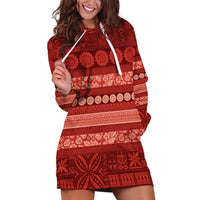 Fiji Marau na Kerisimasi Hoodie Dress Red Tapa Masi Inspired Christmas LT9 Red - Polynesian Pride