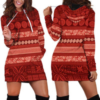 Fiji Marau na Kerisimasi Hoodie Dress Red Tapa Masi Inspired Christmas LT9 - Polynesian Pride