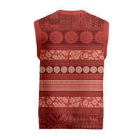 Fiji Marau na Kerisimasi Christmas Knitted V-Neck Vest Red Tapa Masi Inspired Christmas LT9 - Polynesian Pride