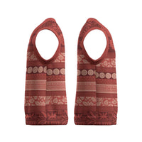 Fiji Marau na Kerisimasi Christmas Knitted V-Neck Vest Red Tapa Masi Inspired Christmas LT9 - Polynesian Pride