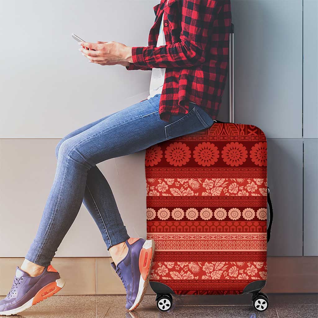 Fiji Marau na Kerisimasi Luggage Cover Red Tapa Masi Inspired Christmas - Polynesian Pride