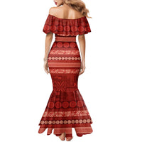 Fiji Marau na Kerisimasi Mermaid Dress Red Tapa Masi Inspired Christmas LT9 - Polynesian Pride