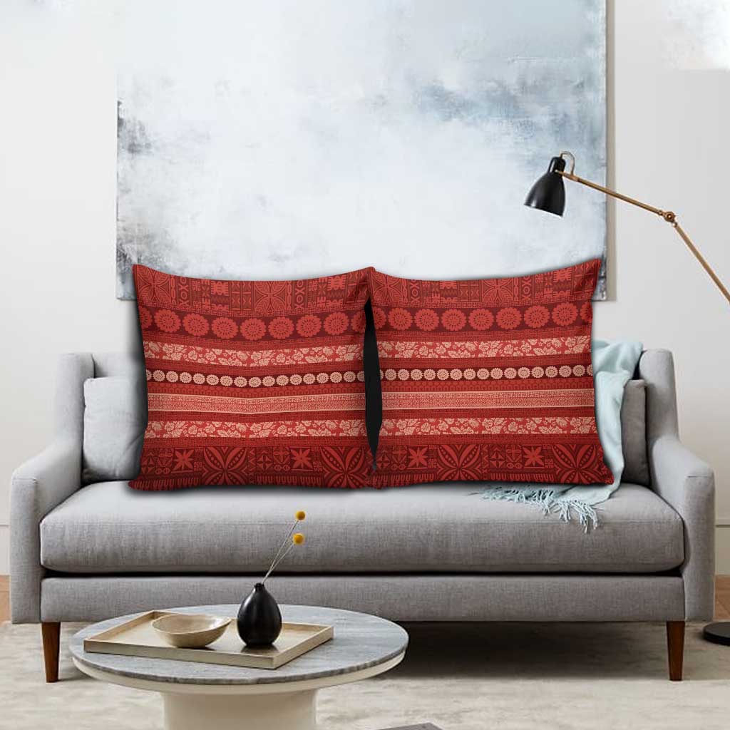 Fiji Marau na Kerisimasi Pillow Cover Red Tapa Masi Inspired Christmas - Polynesian Pride
