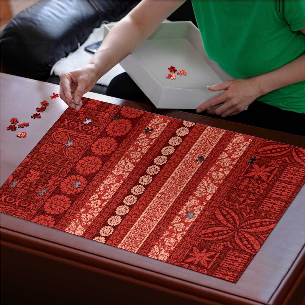 Fiji Marau na Kerisimasi Puzzle Red Tapa Masi Inspired Christmas - Polynesian Pride