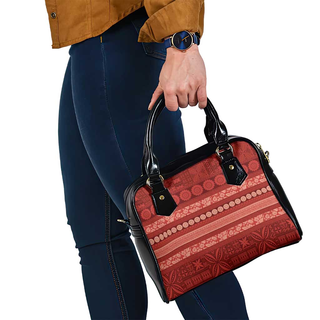 Fiji Marau na Kerisimasi Shoulder Handbag Red Tapa Masi Inspired Christmas - Polynesian Pride