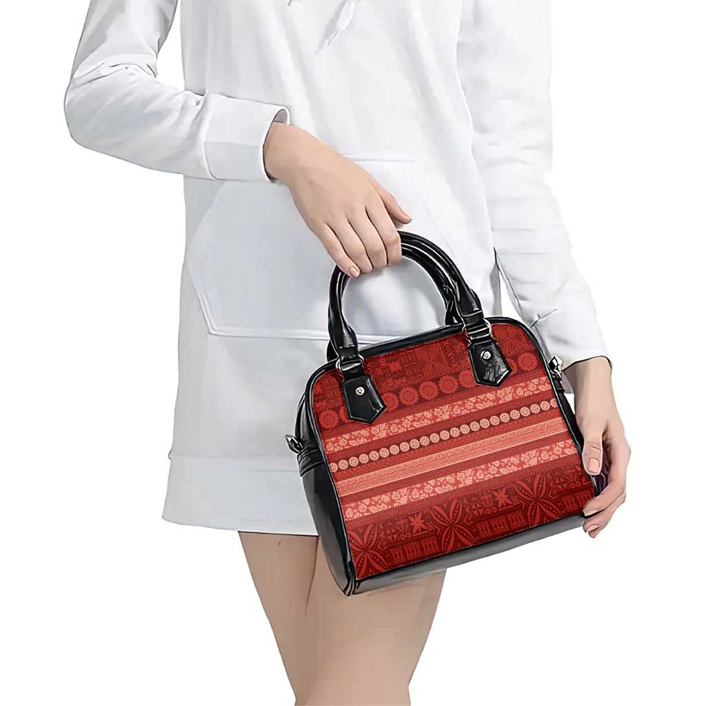 Fiji Marau na Kerisimasi Shoulder Handbag Red Tapa Masi Inspired Christmas - Polynesian Pride