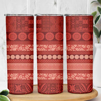 Fiji Marau na Kerisimasi Skinny Tumbler Red Tapa Masi Inspired Christmas LT9 - Polynesian Pride