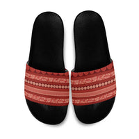 Fiji Marau na Kerisimasi Slide Sandals Red Tapa Masi Inspired Christmas LT9 Red - Polynesian Pride