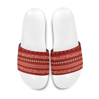 Fiji Marau na Kerisimasi Slide Sandals Red Tapa Masi Inspired Christmas LT9 Red - Polynesian Pride