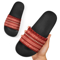 Fiji Marau na Kerisimasi Slide Sandals Red Tapa Masi Inspired Christmas LT9 - Polynesian Pride