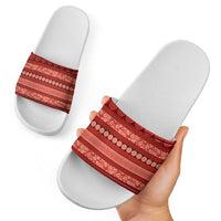 Fiji Marau na Kerisimasi Slide Sandals Red Tapa Masi Inspired Christmas LT9 - Polynesian Pride