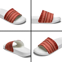Fiji Marau na Kerisimasi Slide Sandals Red Tapa Masi Inspired Christmas LT9 - Polynesian Pride