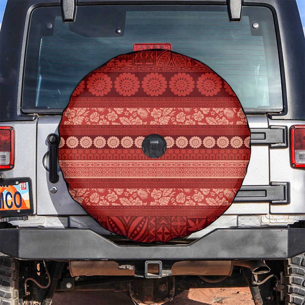 Fiji Marau na Kerisimasi Spare Tire Cover Red Tapa Masi Inspired Christmas LT9 Red - Polynesian Pride