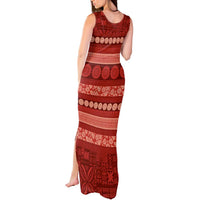 Fiji Marau na Kerisimasi Tank Maxi Dress Red Tapa Masi Inspired Christmas LT9 - Polynesian Pride